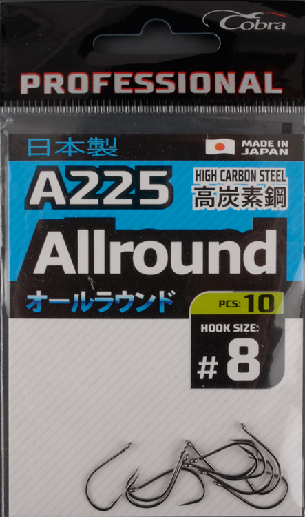 Одинарные крючки Cobra Pro Allround сер.A225 разм.008 (10шт)
