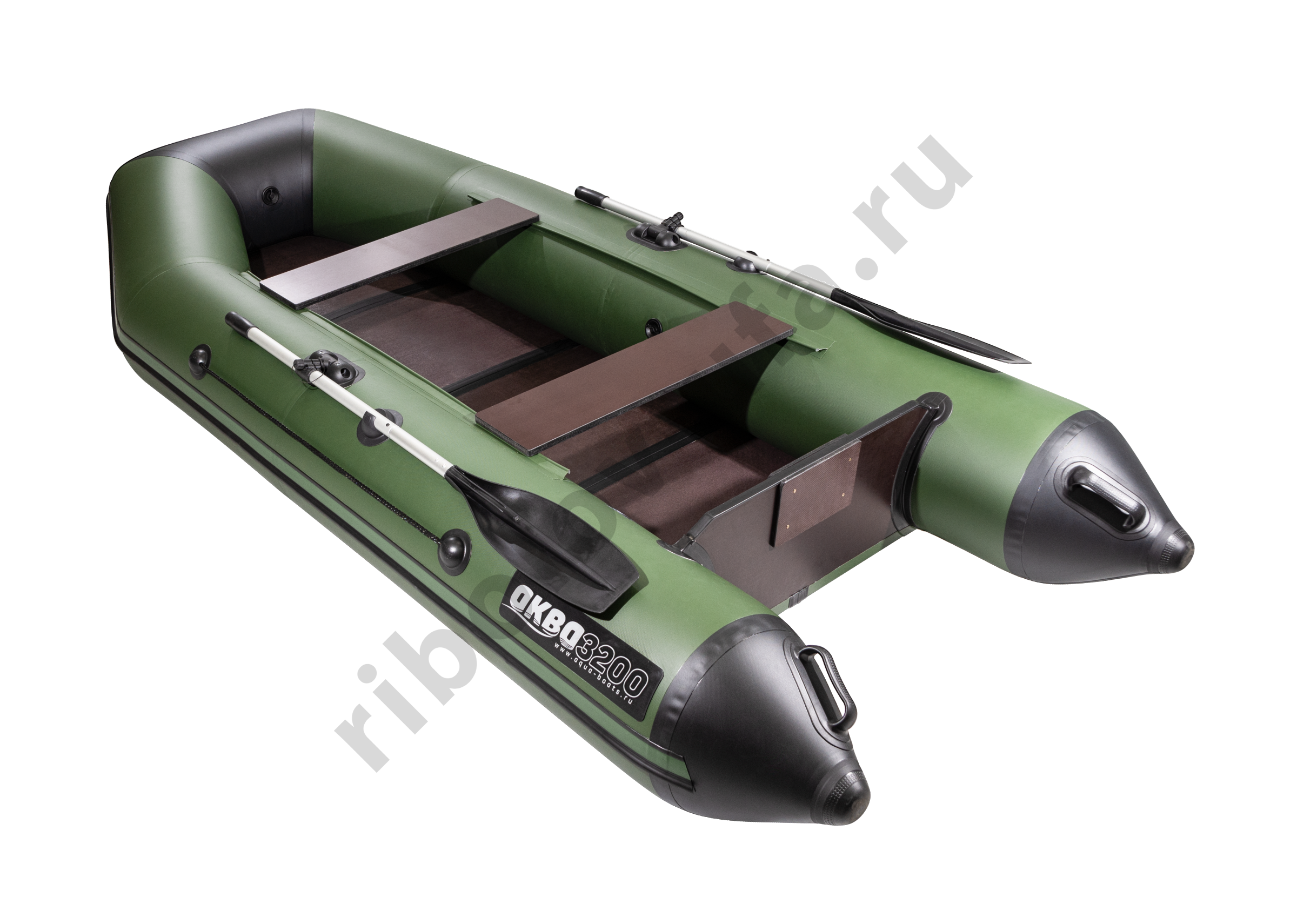 Лодка Аква 3200 Слань-книжка Киль зеленый/черный