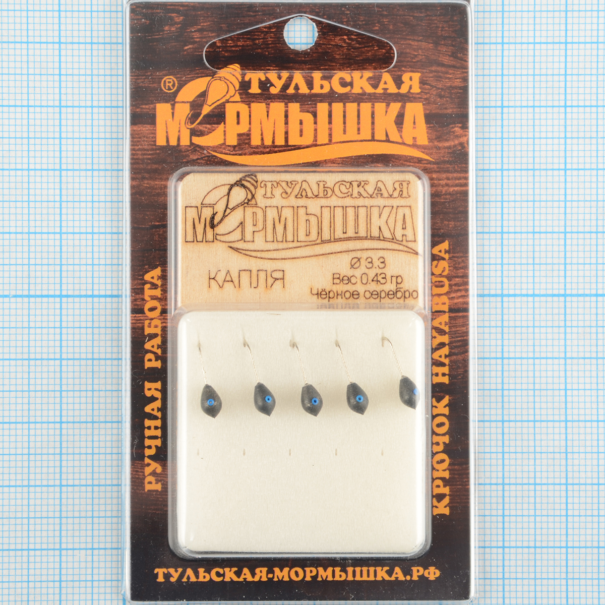 Мормышка вольфрам.Тульская Капля с кембриком 3,3мм черное серебро