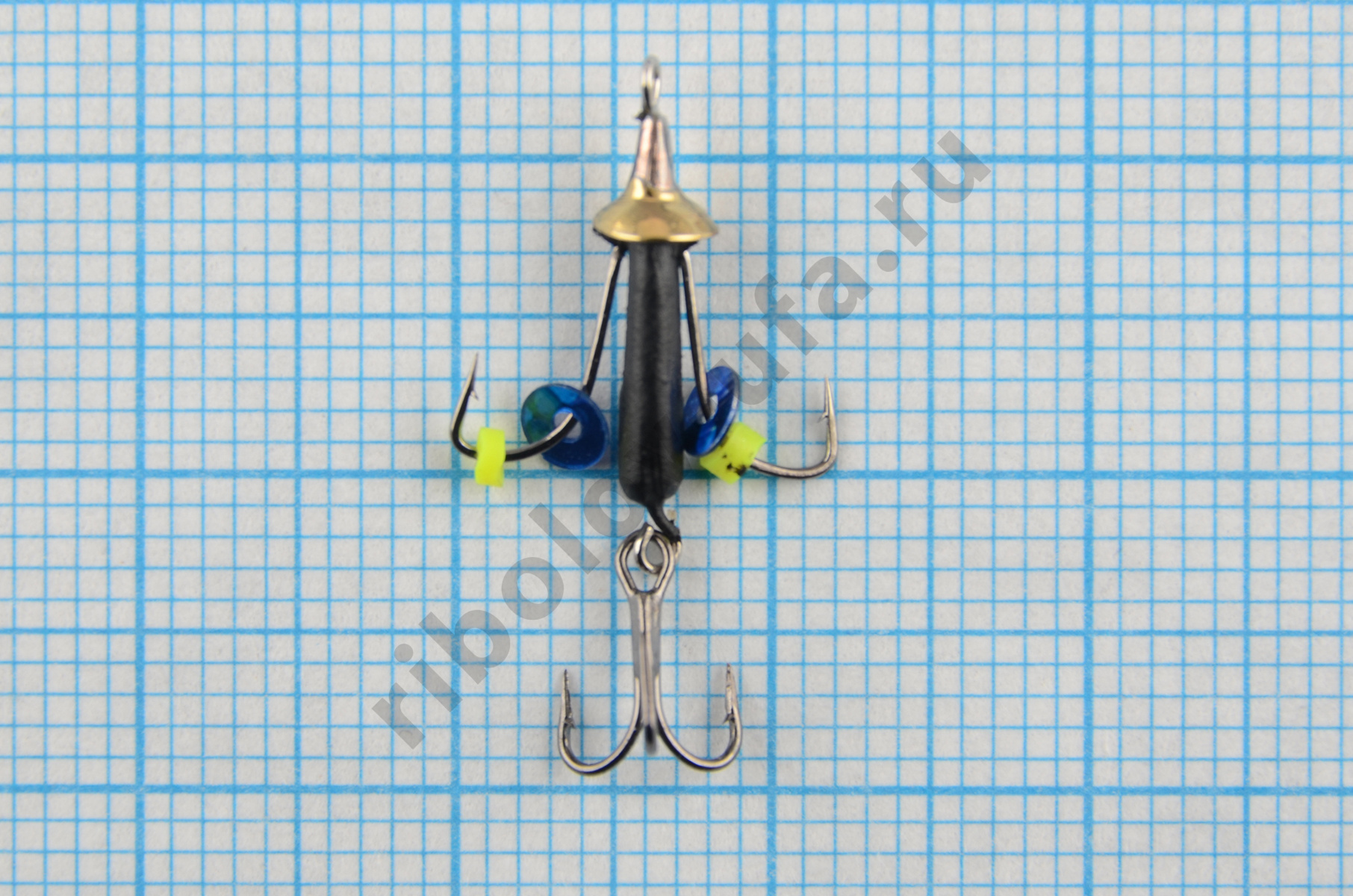 Мормышка Владимирский вольфрам Стрекоза 2плавающих крючка+тройник золотая/коронка 2мм 0,5гр