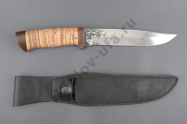 Нож Златоуст (С) Рыбак, рукоять: береста наборная