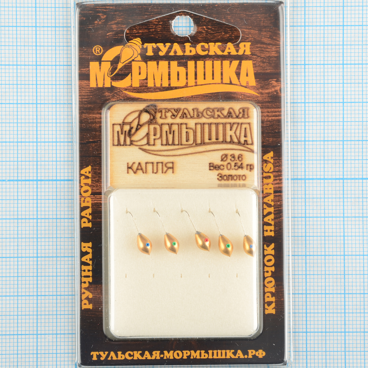 Мормышка вольфрам.Тульская Капля с кембриком 3,6мм золото