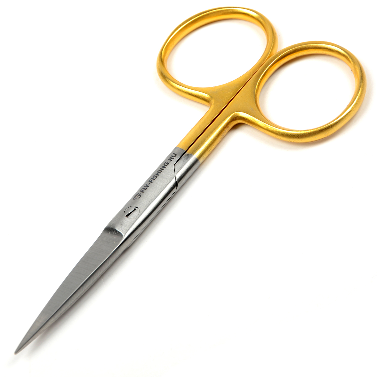 Ножницы прямые с заточкой для меха FLY-FISHING HAIR SCISSOR 4.5” HALF GOLD ZF-288