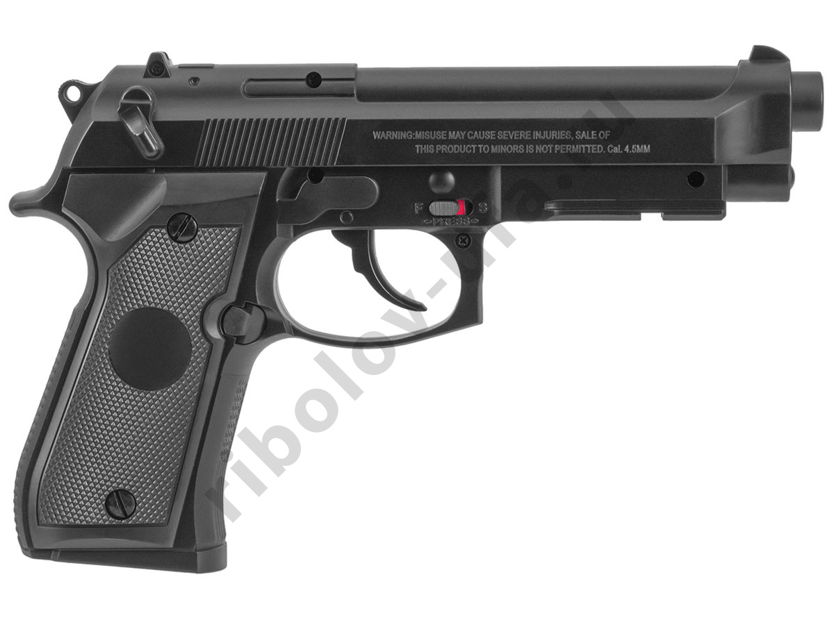 Пистолет пневм. Stalker S92PL, кал 4,5мм. 12г СО2, пластик, 120 м/с (Beretta 92)