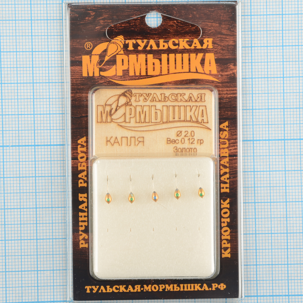 Мормышка вольфрам.Тульская Капля с кембриком 2,0мм золото