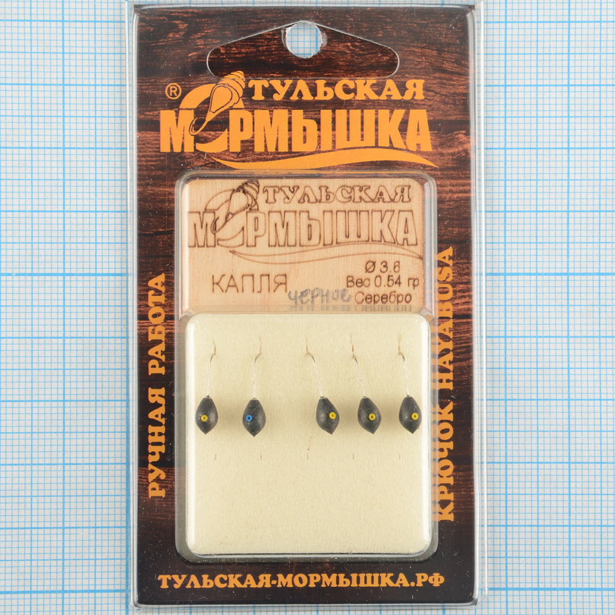 Мормышка вольфрам.Тульская Капля с кембриком 3,6мм черное серебро