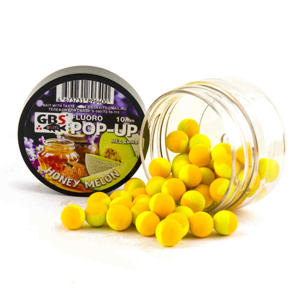 Бойлы GBS Baits Pop-up плавающие 12мм 55гр (банка) Honey Melon Медовая Дыня 