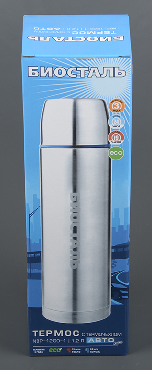 Термос Biostal-Авто узк.горло прям.кр., с термочехлом 1.0 л (NBP-1000-1)