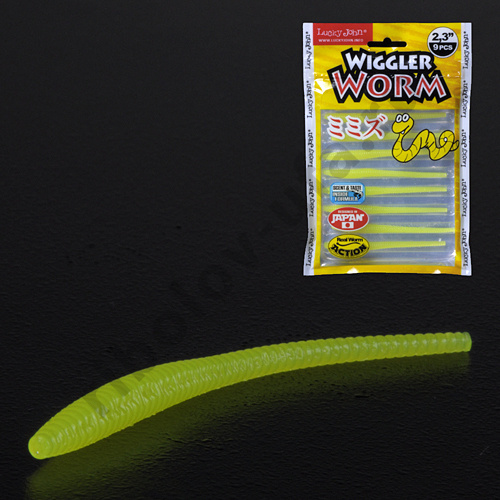 Силиконовая приманка Lucky John Pro Series Wiggler Worm 2.3in 5.84см /101 (9шт/уп)