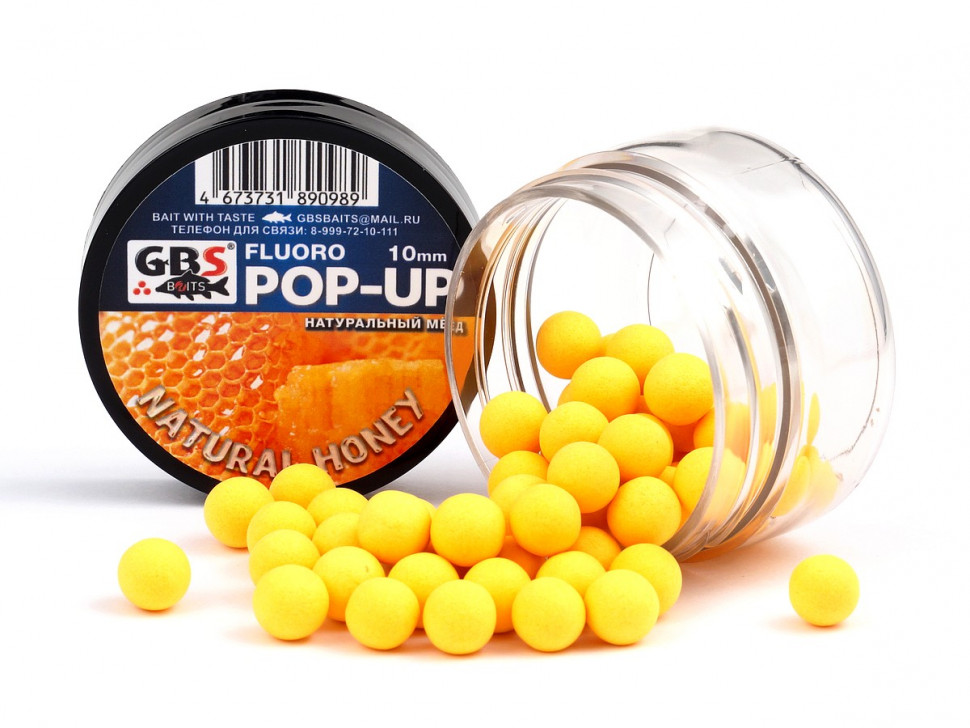 Бойлы GBS Baits Pop-up плавающие 8мм (банка) Natural Honey Натуральный мед