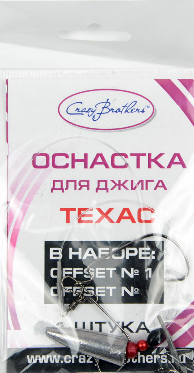 Оснастка для джига Crazy Brothers Техас 40см флюр.0,5мм, пуля 14гр