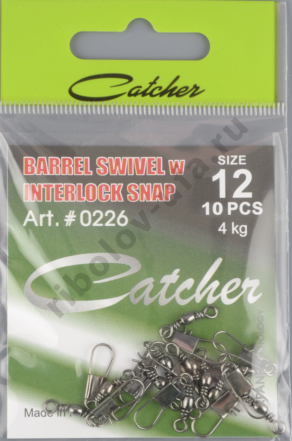 Вертлюжок с карабином Catcher Barrel Swivel w Iterlock Snap # 12