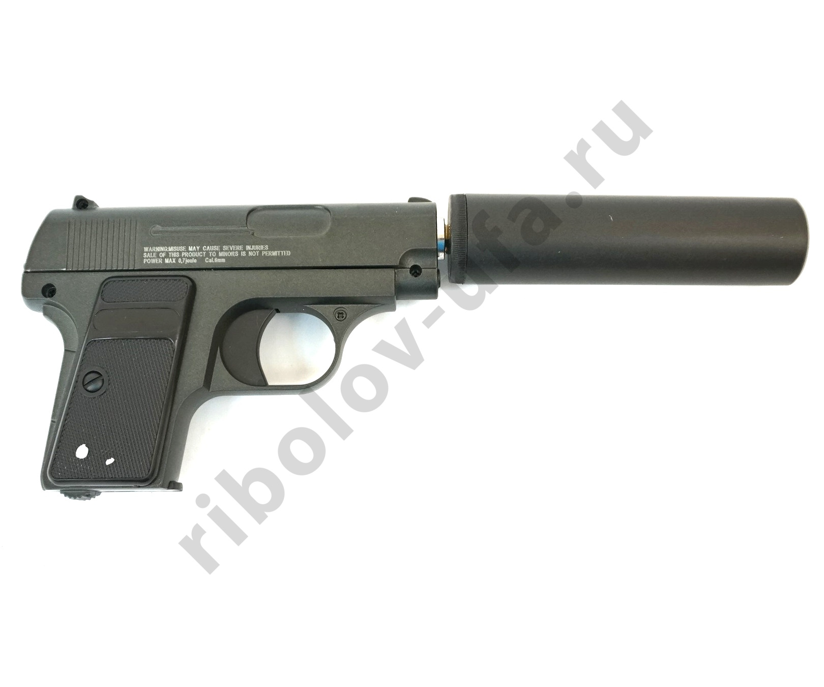 Пистолет пневм. Stalker SA25S Spring, кал 6мм, металл, + имитатор ПБС (Colt Model 1908)