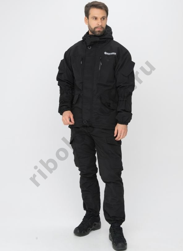 Костюм демисезон. Huntsman Горка-5 цв. Черный ткань Смесовая Рип-Стоп р. 48-50 рост 170-176 на молни