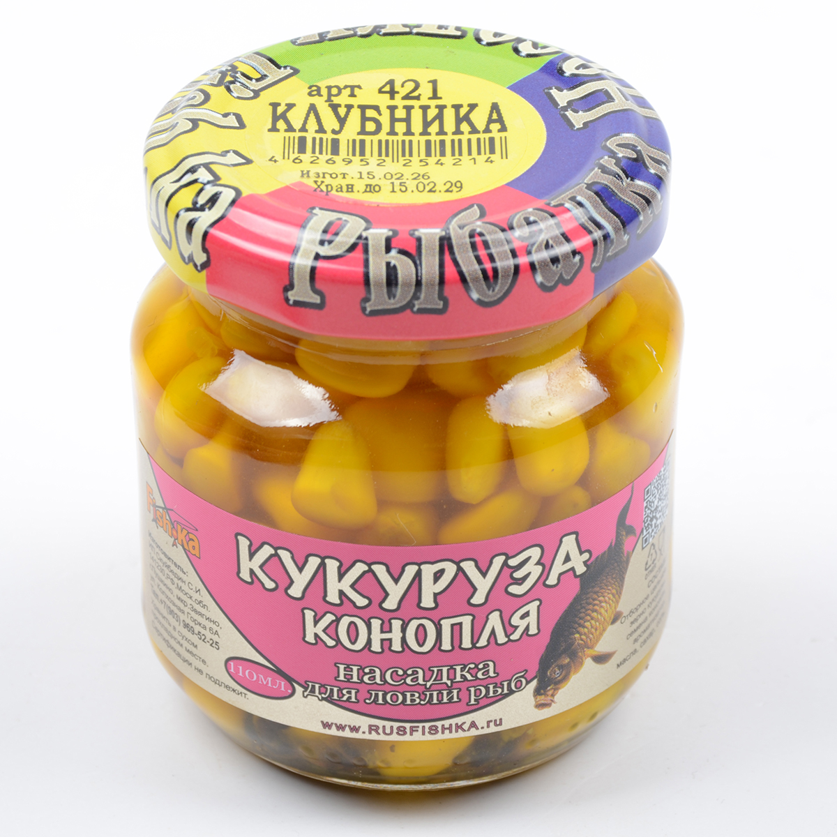 Кукуруза-конопля насадочная Fish.ka Клубника 110мл стекл/б