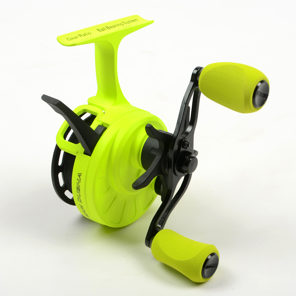 Катушка зимняя мульт. Jig It Team Dubna Vib Special G2, Lime left hand