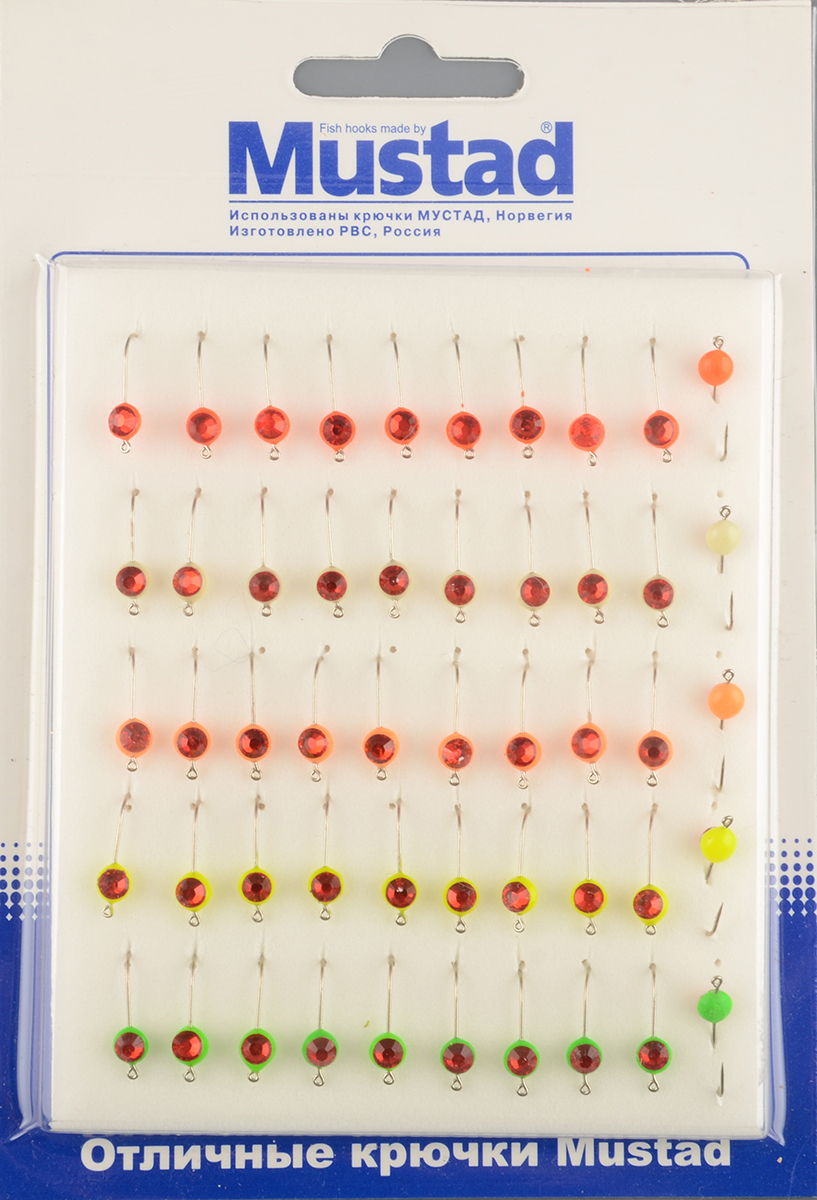 Набор мормышек РВС тип 43 пластик, камень на фосфоре Ф-4 (уп.50шт)