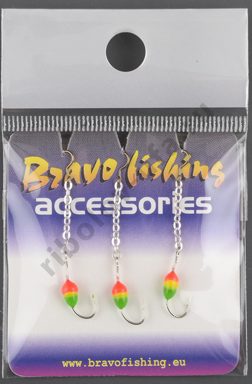 Мормышка вольфрам Bravo Fishing эпоксид. крючок №10 цв.SF на цепочке 2.5см, заст. №2 Sil