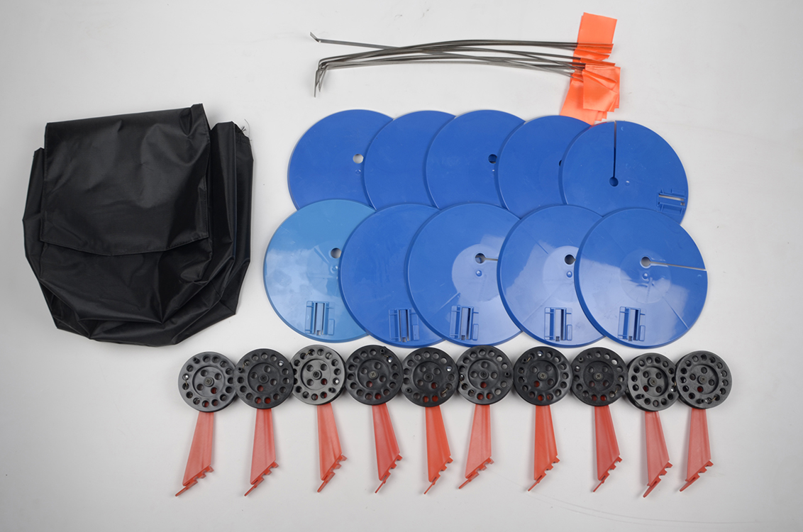 Набор оснащенных жерлиц в сумке Slava (пластик. стойка) d 195/75 (10шт/уп)