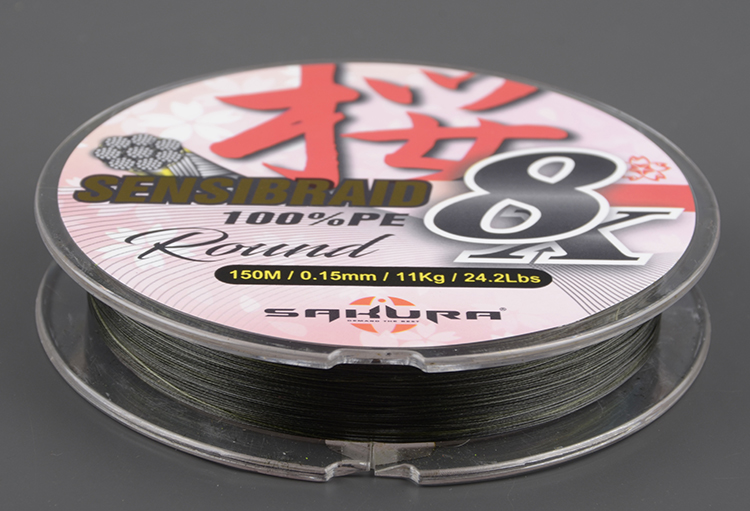 Шнур плетёный Sakura Sensibraid 8x 150 м Green 0.08мм 6кг 13.2Lb