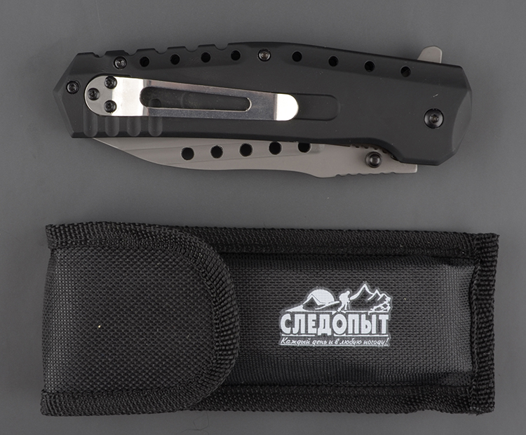 Нож туристический Следопыт , прорезинен.ручка, дл.клинка 100мм (в чехле) PF-PK-11