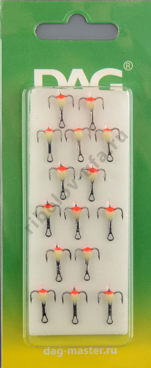 Тройник Dag Master Капля с глазком Белый с кр.Mustad №14 UF