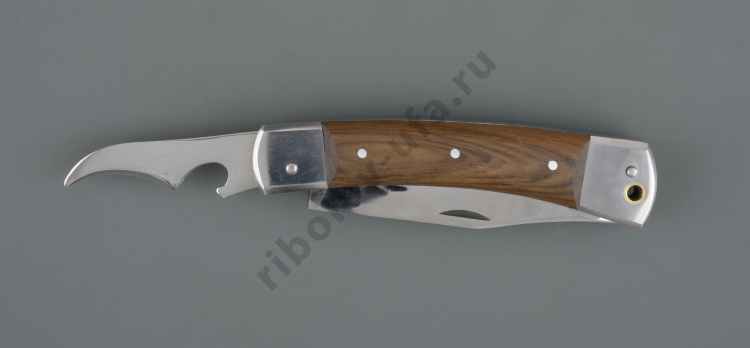 Нож Соболь складной, Двухпредметный, хирургич.нерж.сталь, 65х13, орех (ручная работа)
