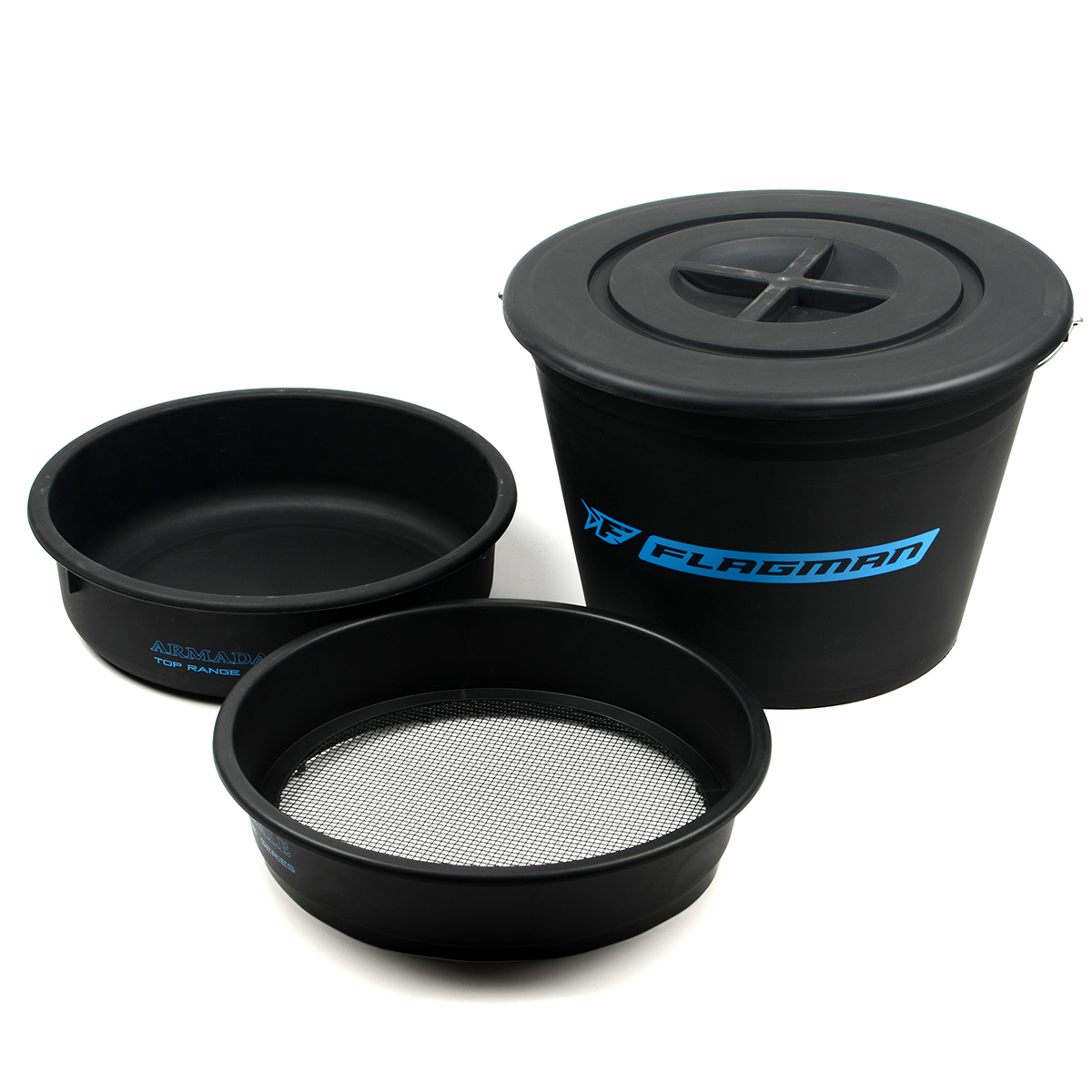 Ведро Flagman для замешивания прикормки c крышкой 25л + таз+сито