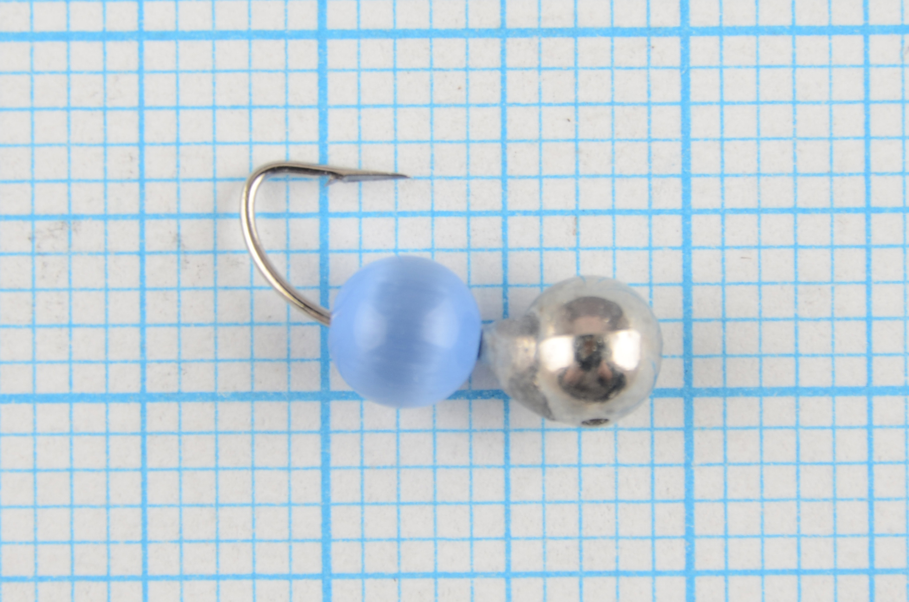 Мормышка Мир Вольфрама Дробь  с кошачьим глазом на крючке д. 4 мм серебро