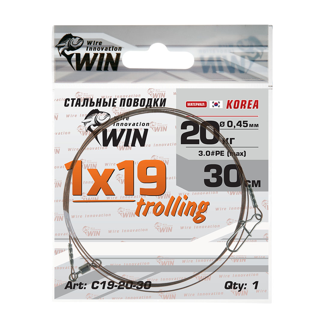 Поводок Win 1x19 AFW 20кг 30см (1шт/уп) C19-20-30