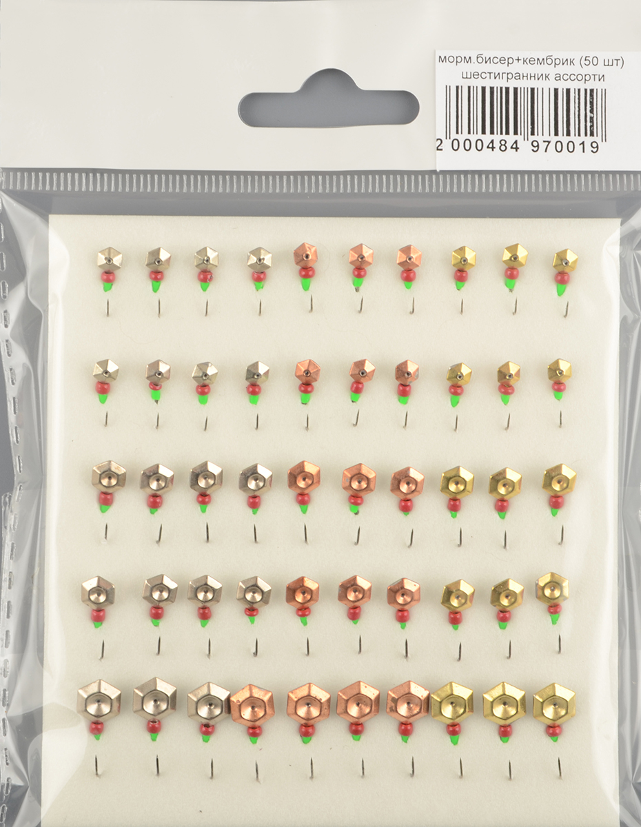Набор мормышек РВС Шестигранник ассорти бисер+кембрик(уп.50шт)