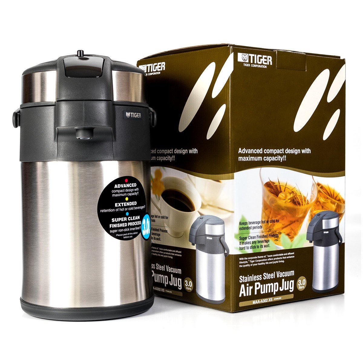 Термос помповый Tiger MAA - A302XS 3.0 л стальной