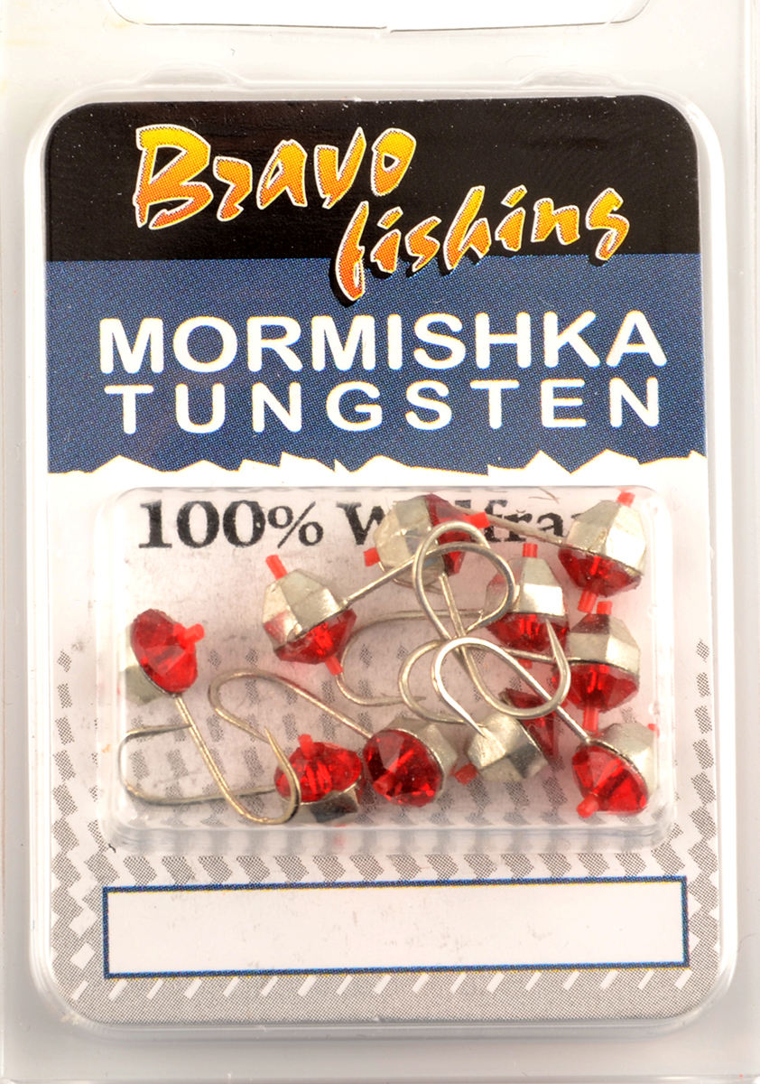 Мормышка вольфрам Bravo Fishing Шар с ушком, грань. кембрик и Swarovski 5.0 мм 0.90 гр Sil-красный
