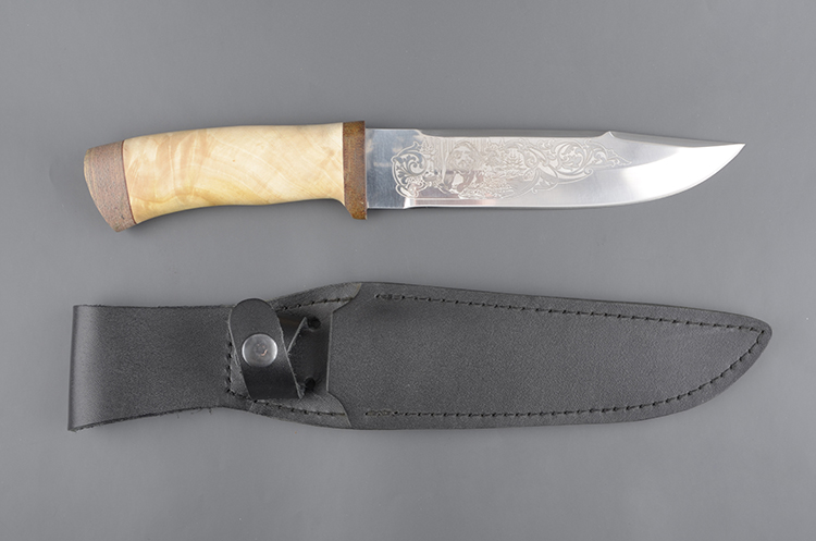 Нож Таганай (С) Рыбак, рукоять: кожа наборная, текстолит