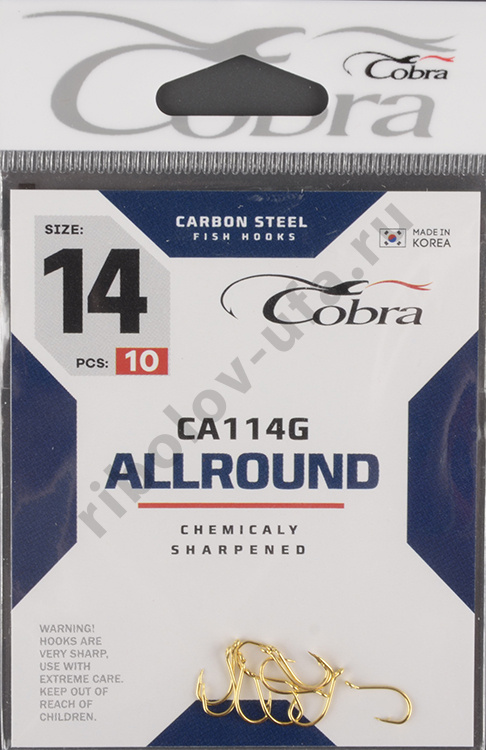 Одинарные крючки Cobra Beak сер.CA114G разм.014