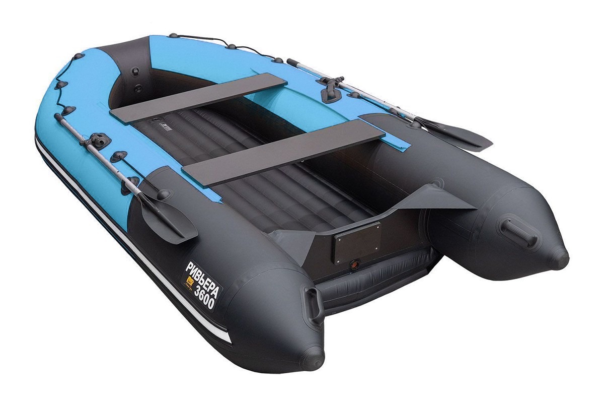 Лодка Ривьера Компакт 3600 НДНД комби синяя волна/черный