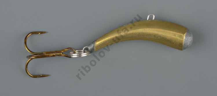 Зимняя блесна Клык большой с ушком без крючка золото/серебро (20 гр)