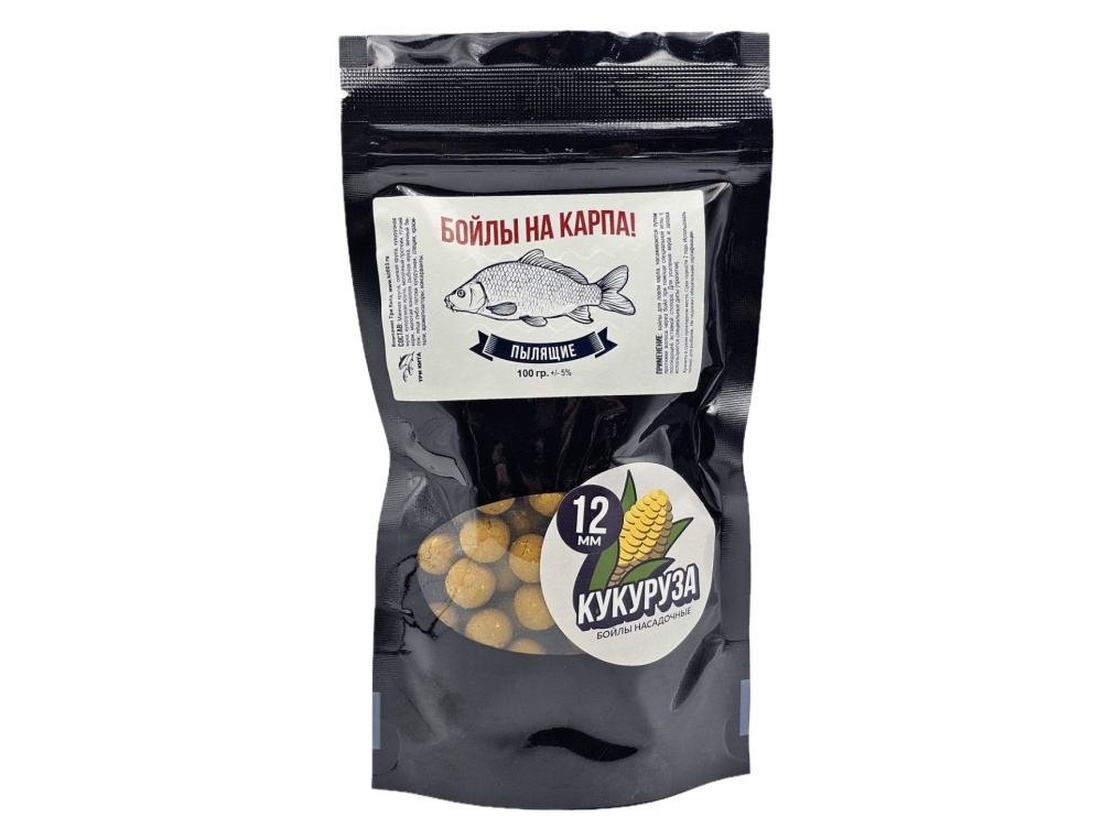 Бойлы пылящие Три Кита На карпа 12мм 100гр (пакет) Кукуруза 