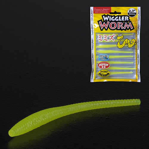 Силиконовая приманка Lucky John Pro Series Wiggler Worm 2.3in 5.84см /101 (9шт/уп)