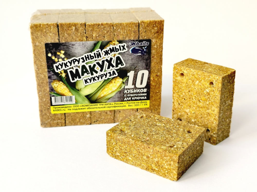 Макуха Три Кита (кукуруза, жмых) с отверстием 350гр. Кукуруза