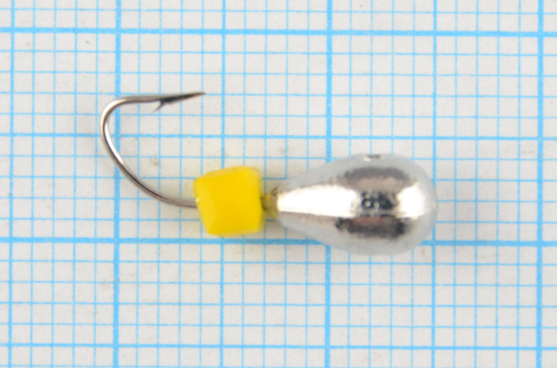 Мормышка Мир Вольфрама Капля сырный кубик на крючке д. 5 мм серебро