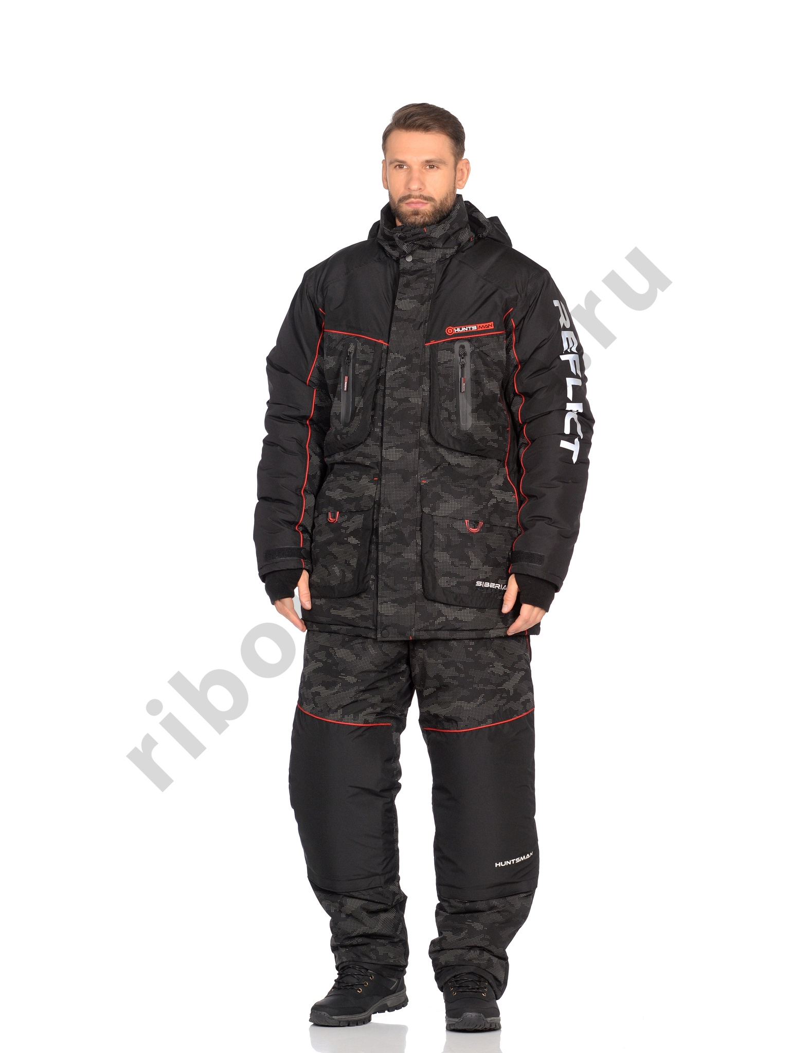 Костюм зимний Huntsman Siberia Reflect цв.Черный тк.Reflex Membrane р.52-54, рост 170-176 (РР)