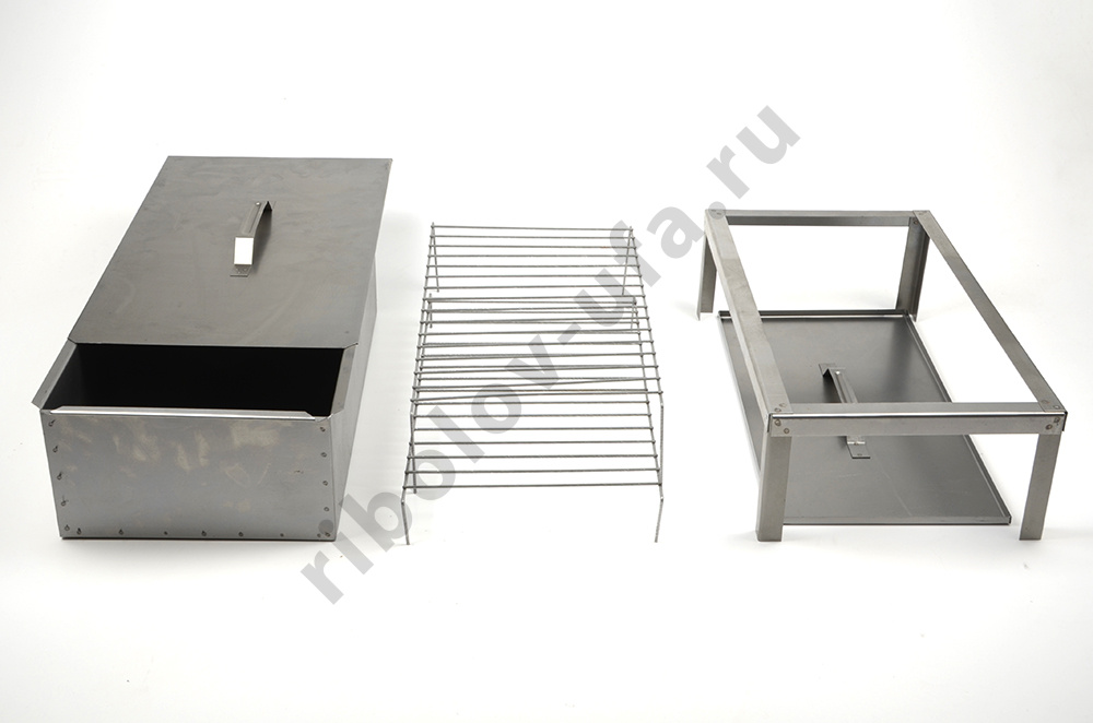 Коптильня двухъярусная Стандарт Плюс с поддоном для сбора жира 480х280х170. сталь 0,8 мм с подставко
