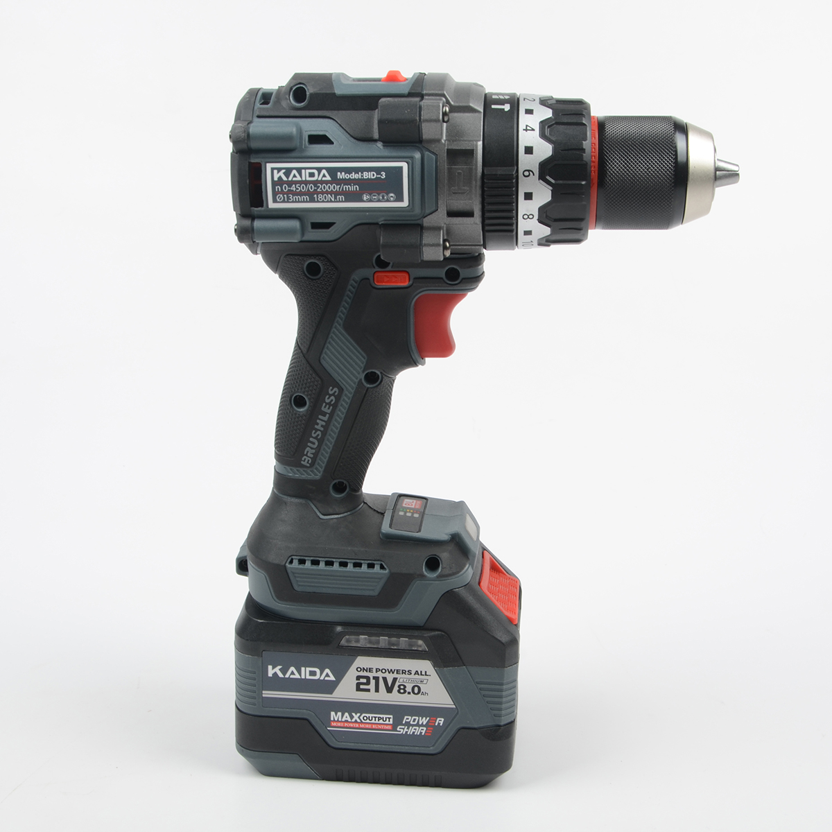 Шуруповерт-электробур Kaida 21V 8A 180NM (в кейсе)