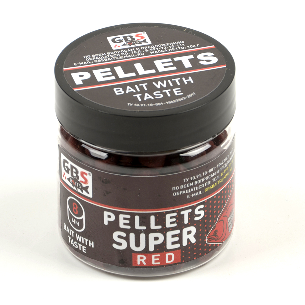 Пелец насадочный GBS Baits 8мм 100гр (банка) Super Red Супер красный