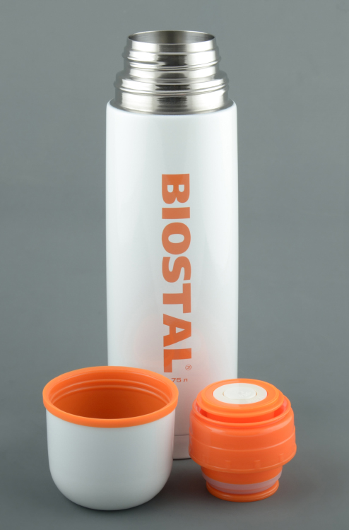 Термос Biostal узкое горло с кноп. цветной белый 1,0л. (NB-1000 C-W)