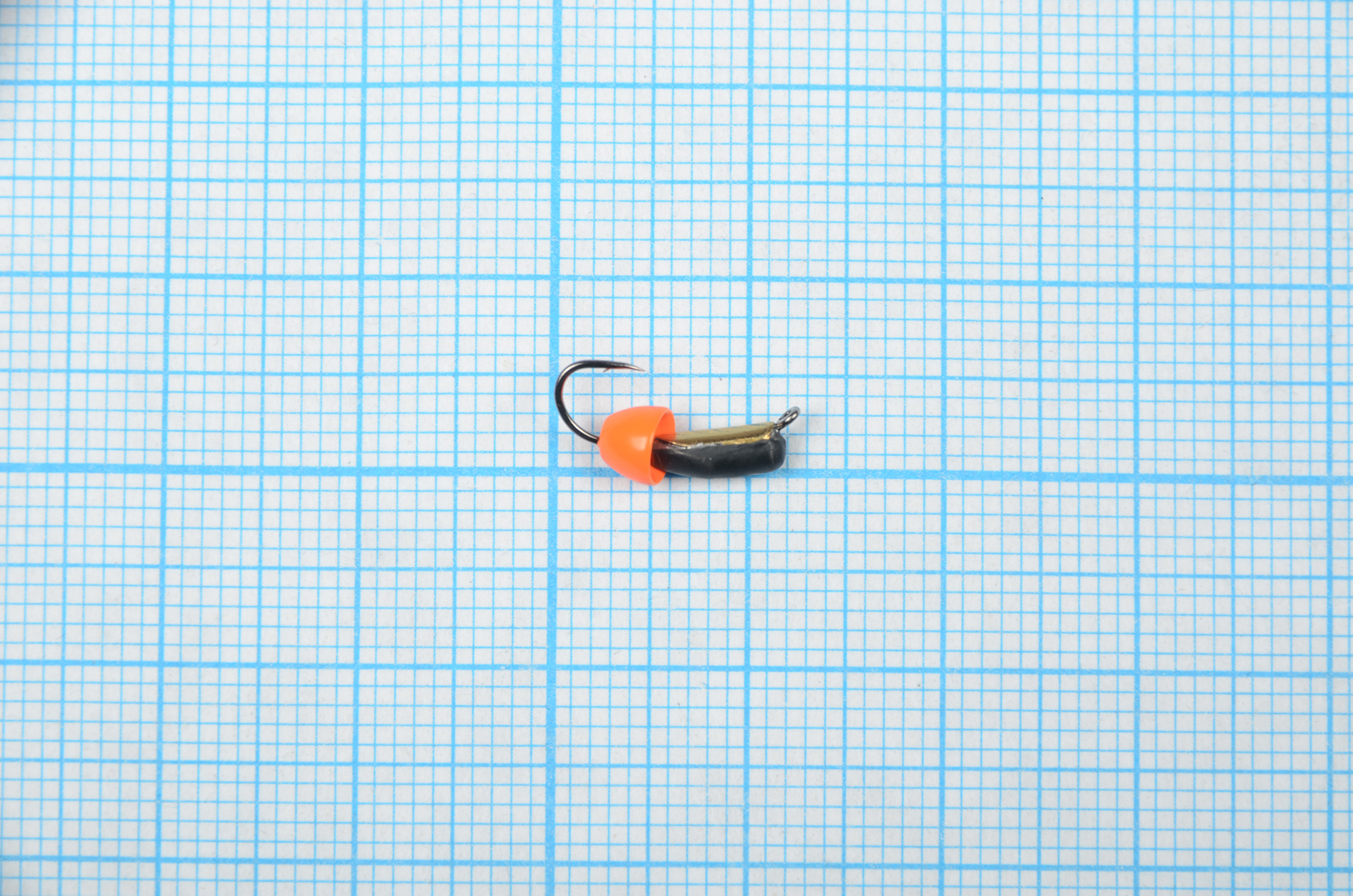 Мормышка Владимирский вольфрам Гвоздик с латунным колокольчиком Fluo Orange 2,5мм 0,7г золотая/корон