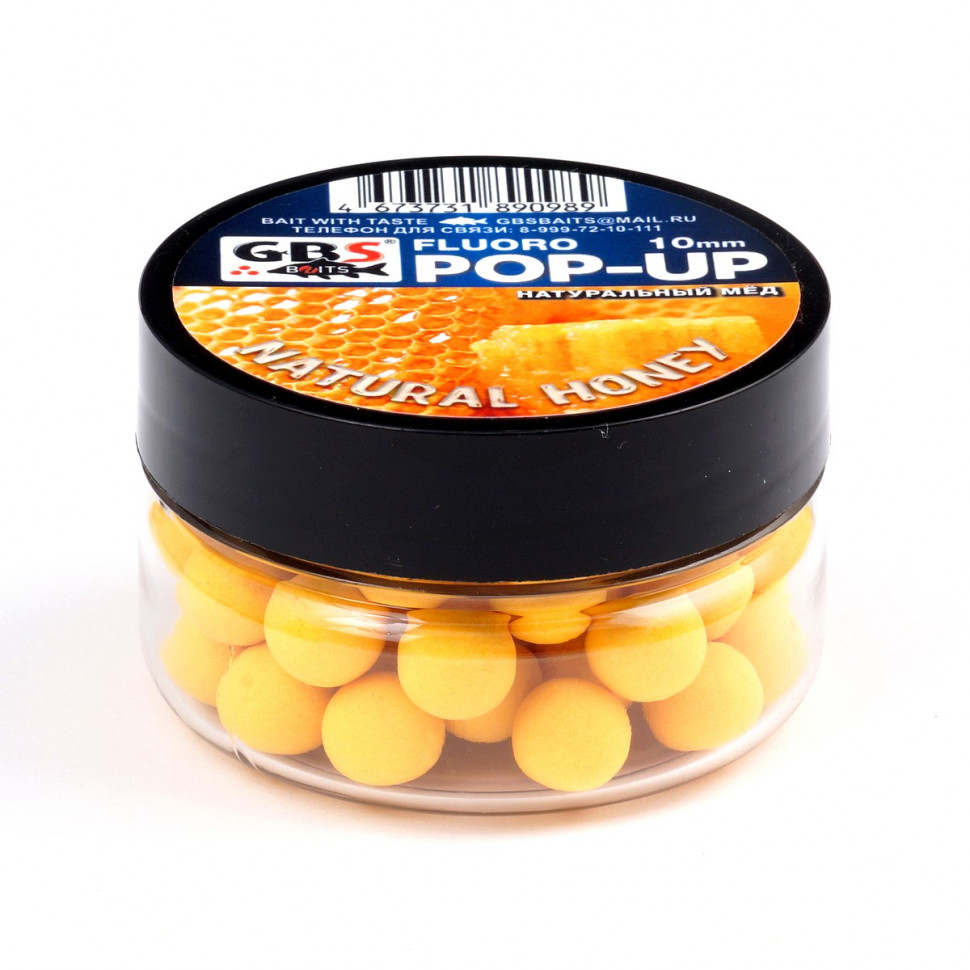Бойлы GBS Baits Pop-up плавающие 10мм 55гр (банка) Natural Honey Натуральный Мед