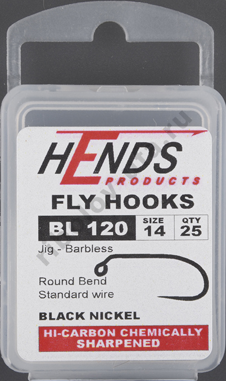 Крючки Hends 120 BL Jig Barbless Black Nickel #14 (25шт/уп)