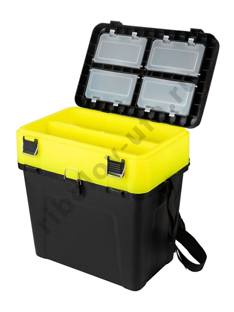 Ящик зимний Три кита 4+4 отделения для приманок 380*360*240 цв.черно-желтый